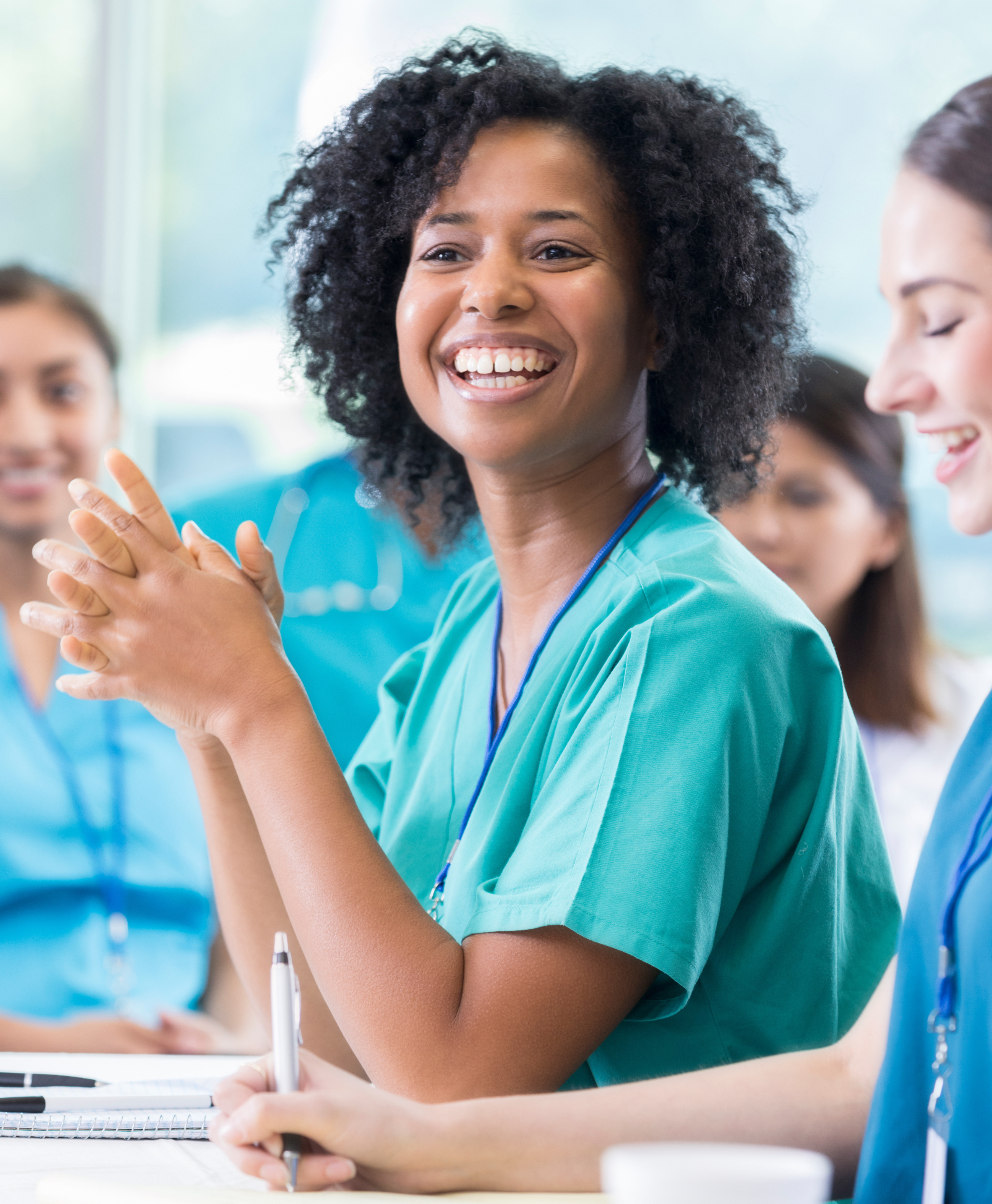 Smiling healthcare professional.